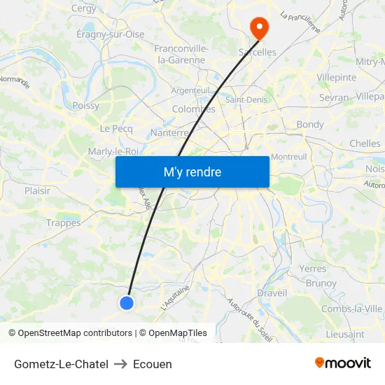 Gometz-Le-Chatel to Ecouen map