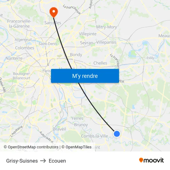 Grisy-Suisnes to Ecouen map