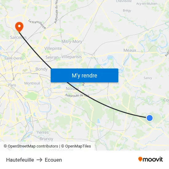 Hautefeuille to Ecouen map