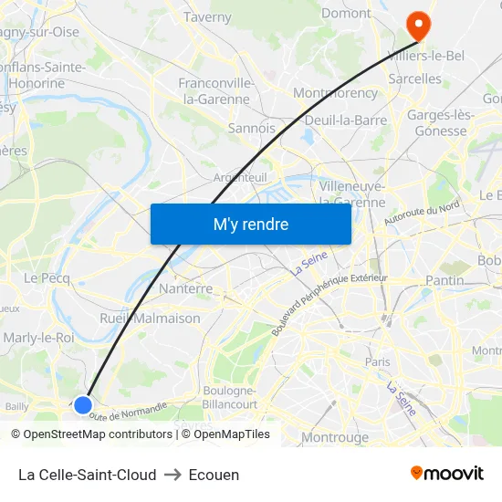 La Celle-Saint-Cloud to Ecouen map