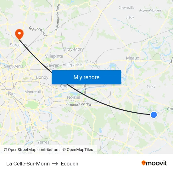 La Celle-Sur-Morin to Ecouen map