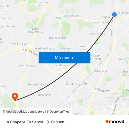 La Chapelle-En-Serval to Ecouen map