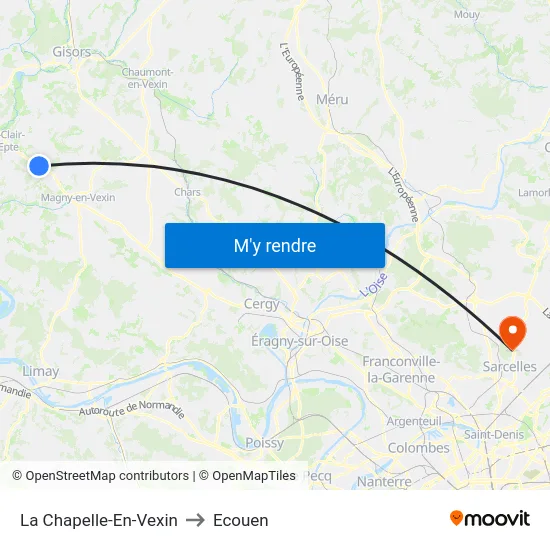 La Chapelle-En-Vexin to Ecouen map
