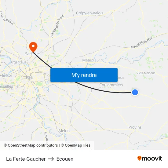 La Ferte-Gaucher to Ecouen map