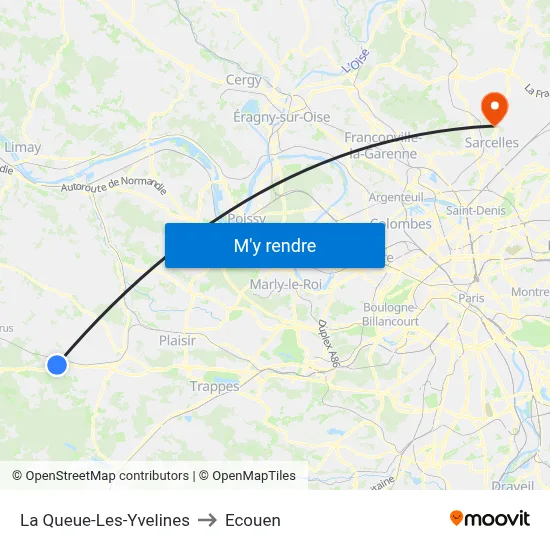 La Queue-Les-Yvelines to Ecouen map