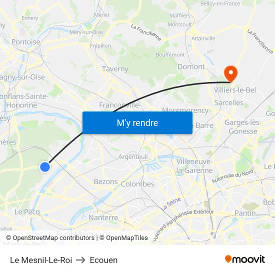 Le Mesnil-Le-Roi to Ecouen map