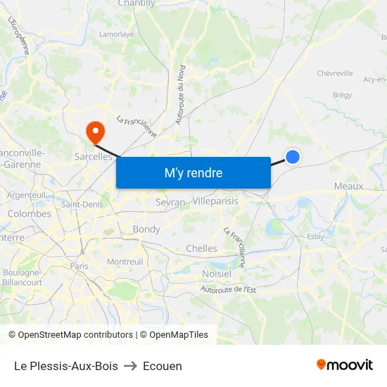 Le Plessis-Aux-Bois to Ecouen map