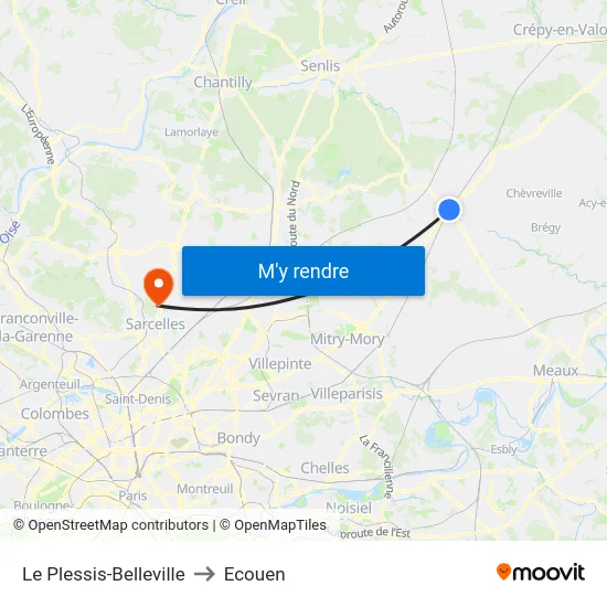 Le Plessis-Belleville to Ecouen map