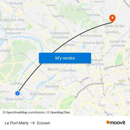 Le Port-Marly to Ecouen map