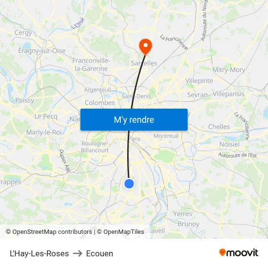 L'Hay-Les-Roses to Ecouen map