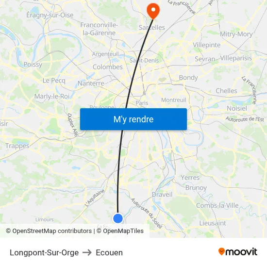 Longpont-Sur-Orge to Ecouen map