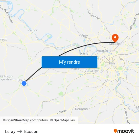 Luray to Ecouen map