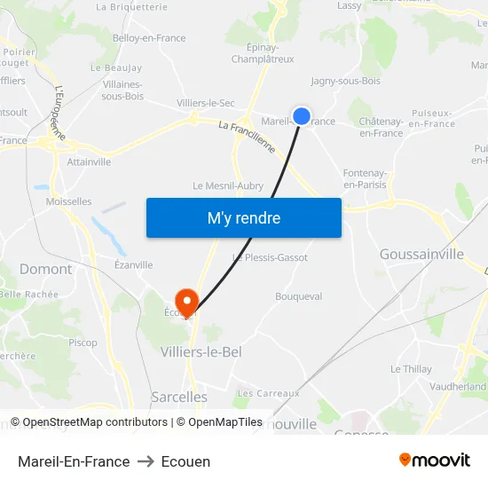 Mareil-En-France to Ecouen map