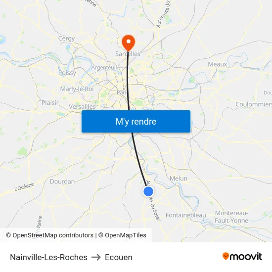 Nainville-Les-Roches to Ecouen map