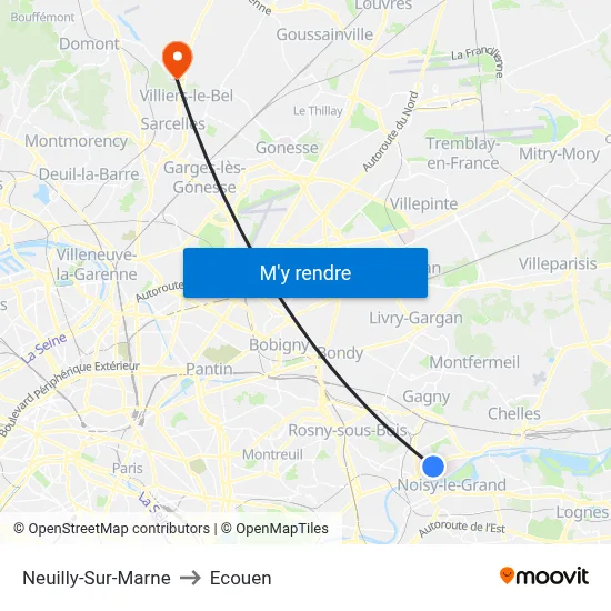 Neuilly-Sur-Marne to Ecouen map