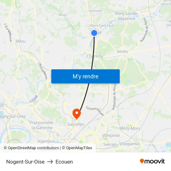 Nogent-Sur-Oise to Ecouen map