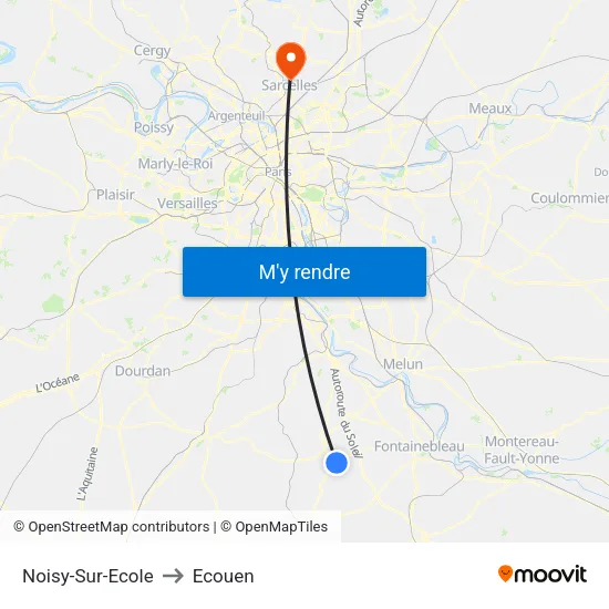Noisy-Sur-Ecole to Ecouen map