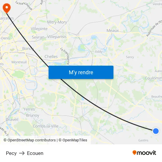 Pecy to Ecouen map