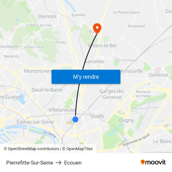 Pierrefitte-Sur-Seine to Ecouen map