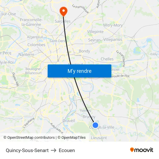 Quincy-Sous-Senart to Ecouen map