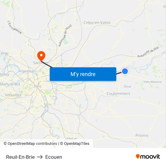 Reuil-En-Brie to Ecouen map