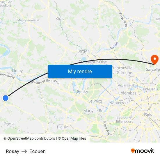 Rosay to Ecouen map