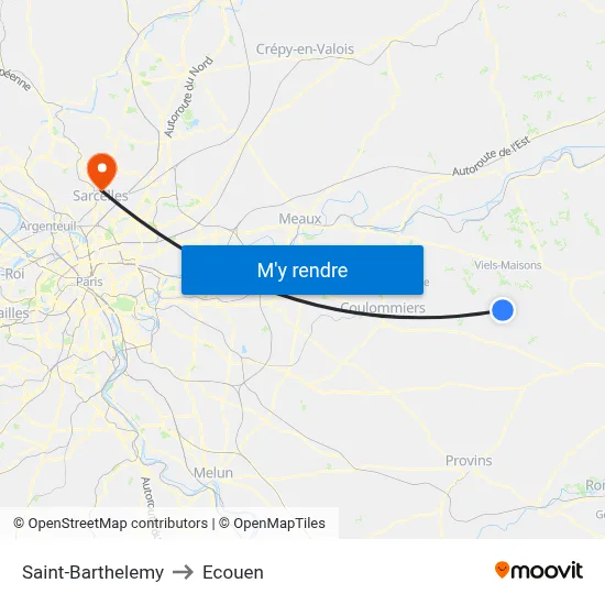 Saint-Barthelemy to Ecouen map