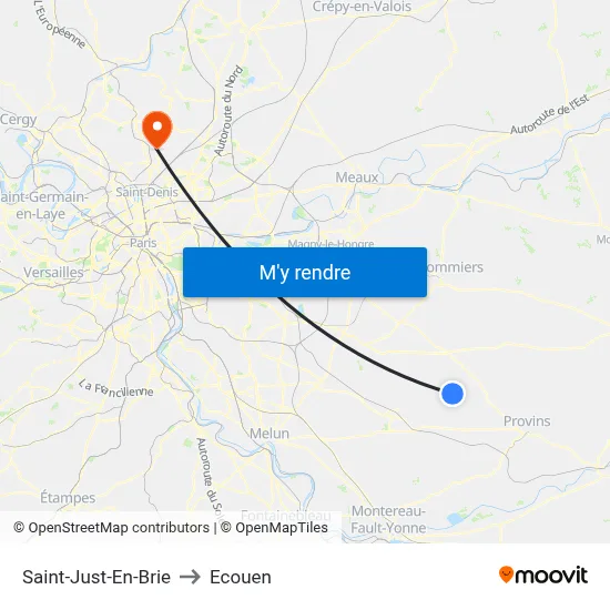 Saint-Just-En-Brie to Ecouen map