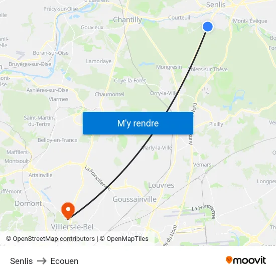 Senlis to Ecouen map