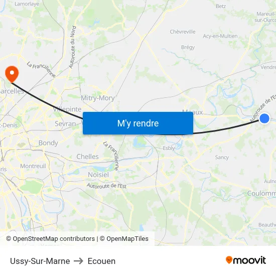 Ussy-Sur-Marne to Ecouen map