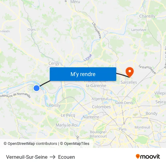 Verneuil-Sur-Seine to Ecouen map
