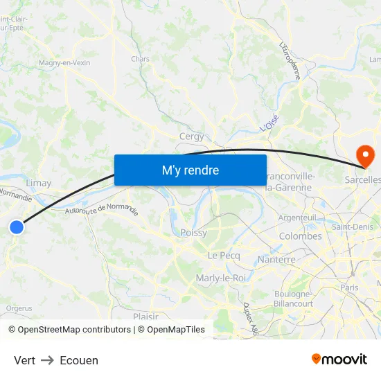 Vert to Ecouen map