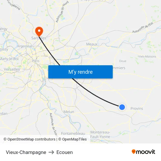 Vieux-Champagne to Ecouen map