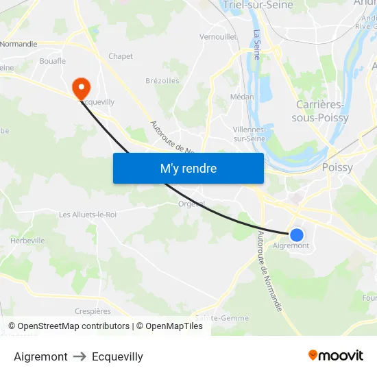 Aigremont to Ecquevilly map
