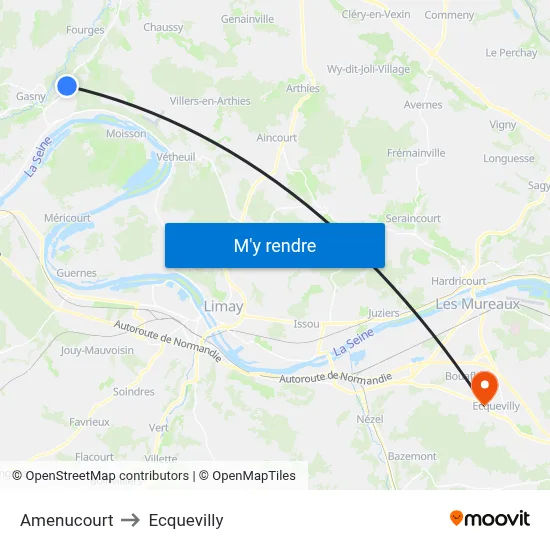 Amenucourt to Ecquevilly map