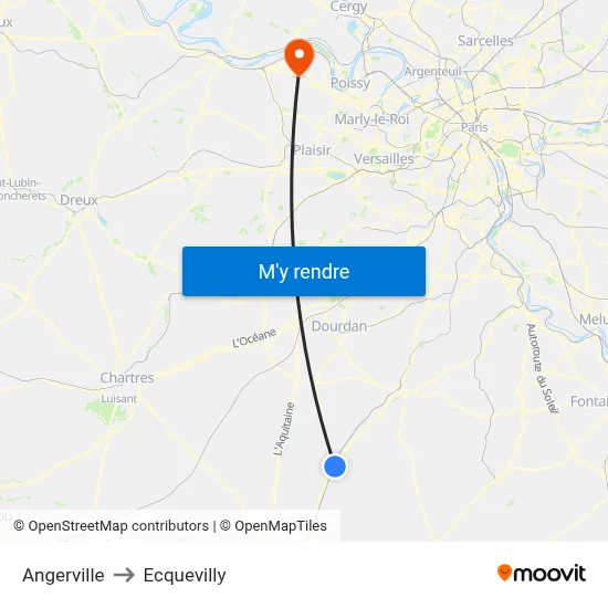 Angerville to Ecquevilly map