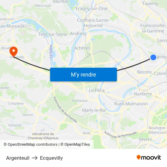 Argenteuil to Ecquevilly map