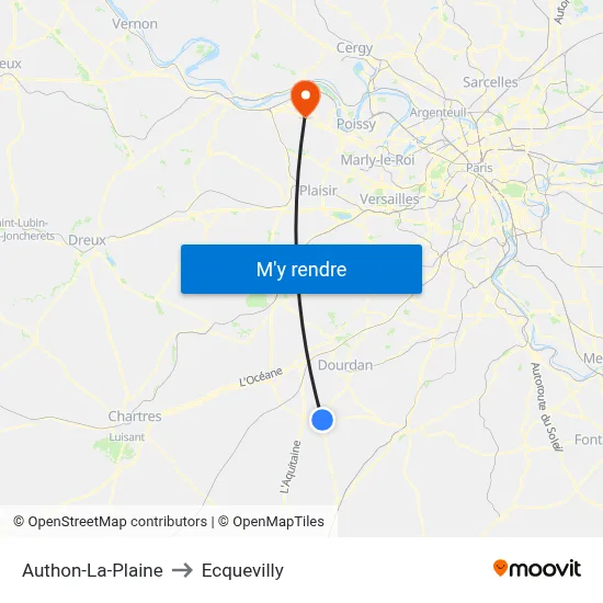 Authon-La-Plaine to Ecquevilly map