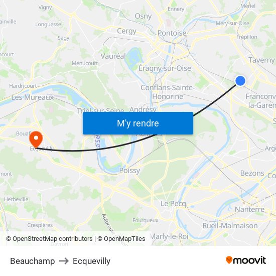 Beauchamp to Ecquevilly map