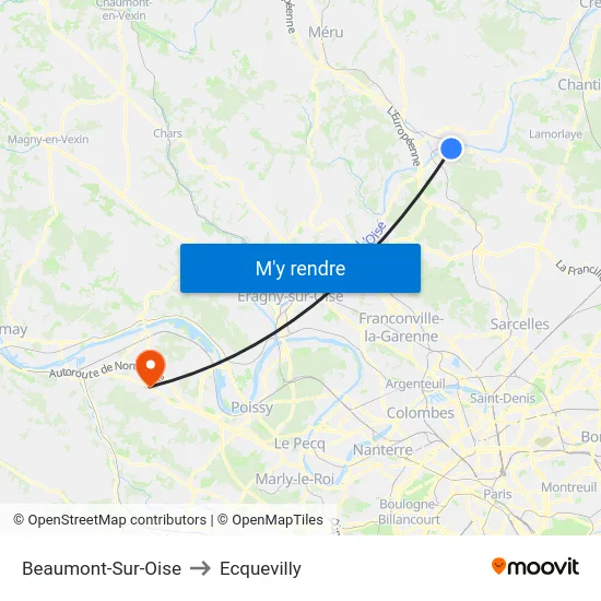 Beaumont-Sur-Oise to Ecquevilly map