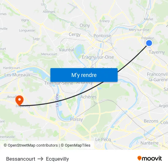 Bessancourt to Ecquevilly map