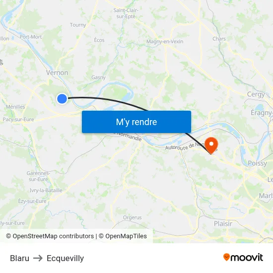 Blaru to Ecquevilly map