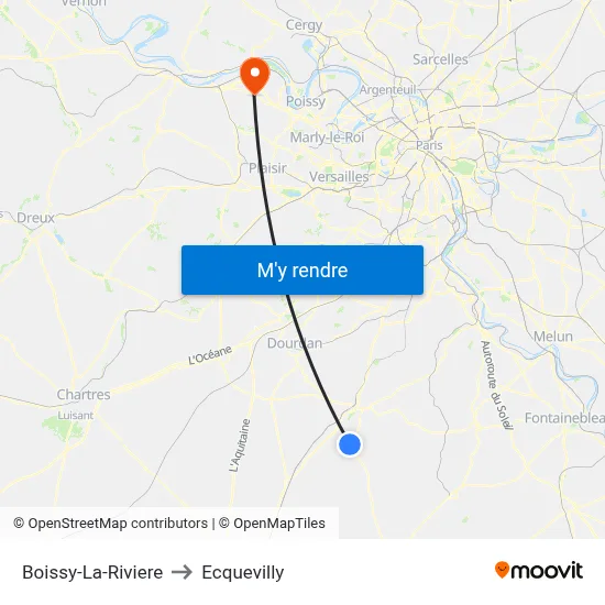 Boissy-La-Riviere to Ecquevilly map