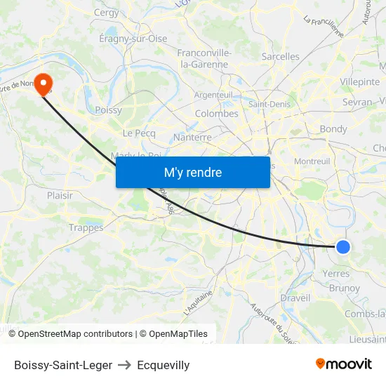 Boissy-Saint-Leger to Ecquevilly map