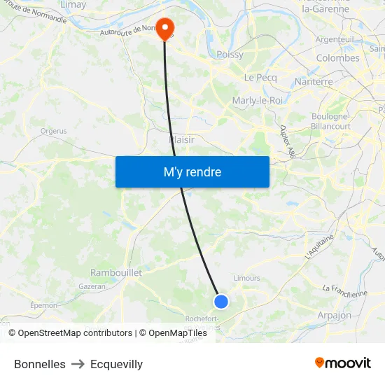 Bonnelles to Ecquevilly map