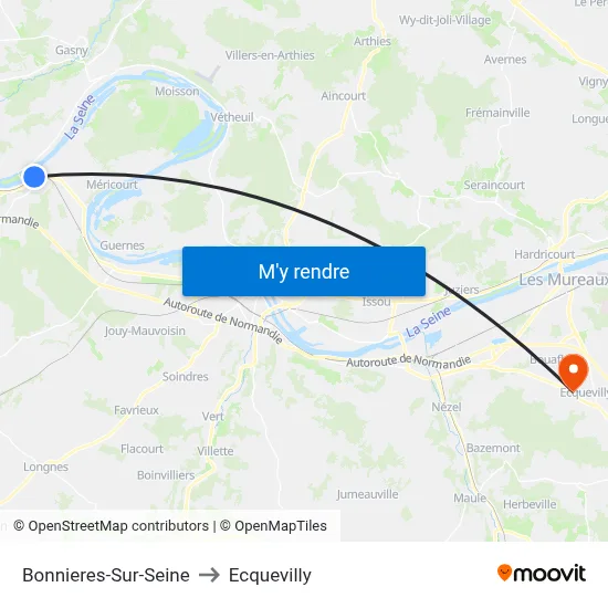Bonnieres-Sur-Seine to Ecquevilly map
