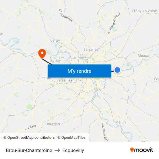 Brou-Sur-Chantereine to Ecquevilly map