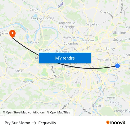 Bry-Sur-Marne to Ecquevilly map