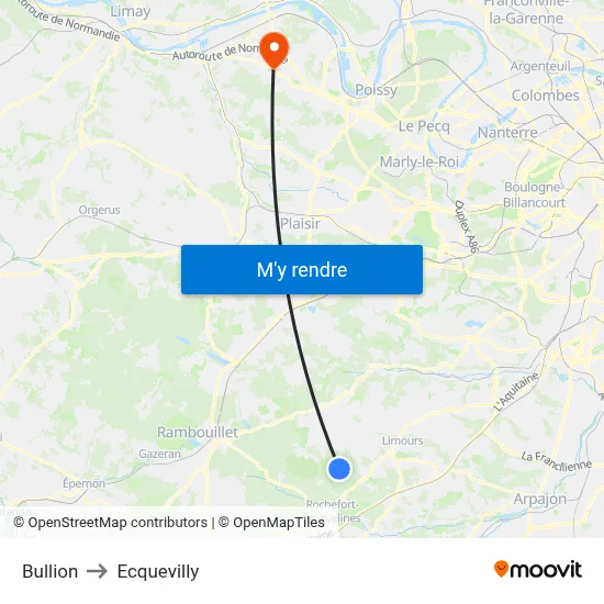 Bullion to Ecquevilly map