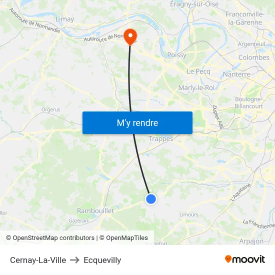 Cernay-La-Ville to Ecquevilly map